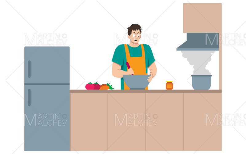Cooking Man Chef Vector Illustration - Caratteristiche Immagine 1