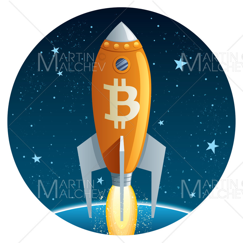 Bitcoin raket i rymden vektorillustration - Features Image 2