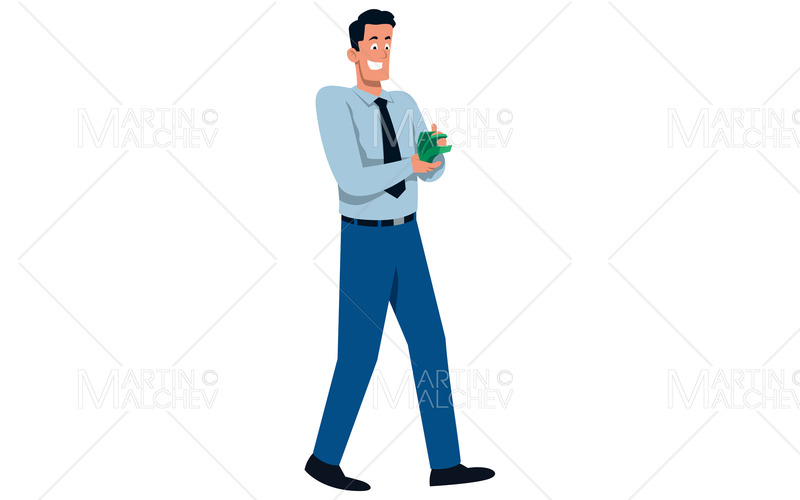 Man Counting Money Vector Illustration - TemplateMonster