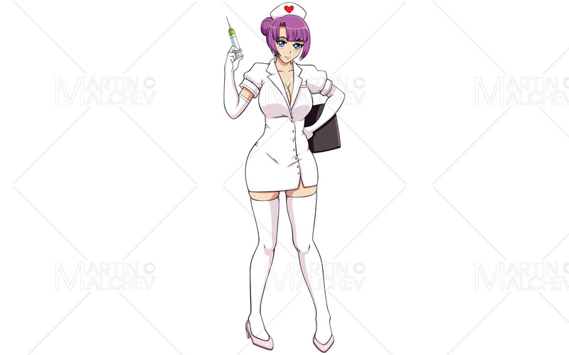 Anime Nurse on White Vector Illustration - Features Image 1