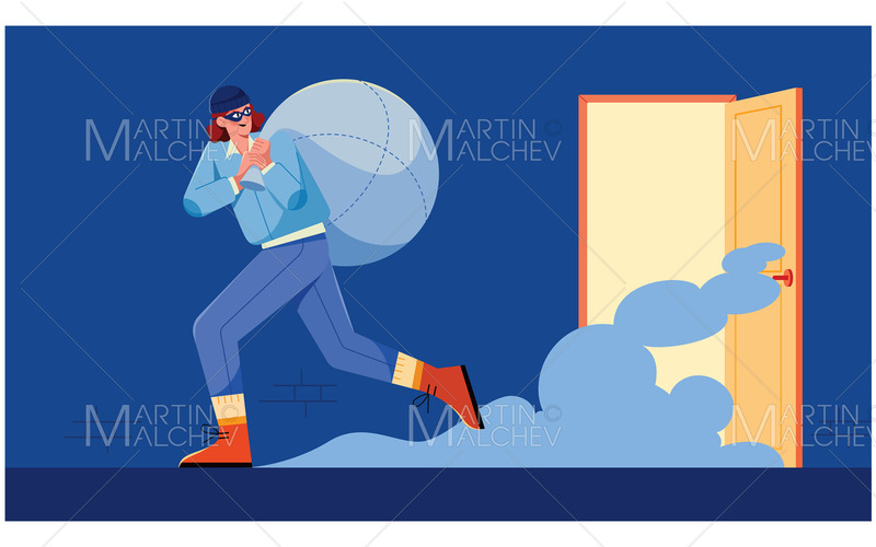 ladrón, en, trabajo, vector, ilustración - Características Imagen 1