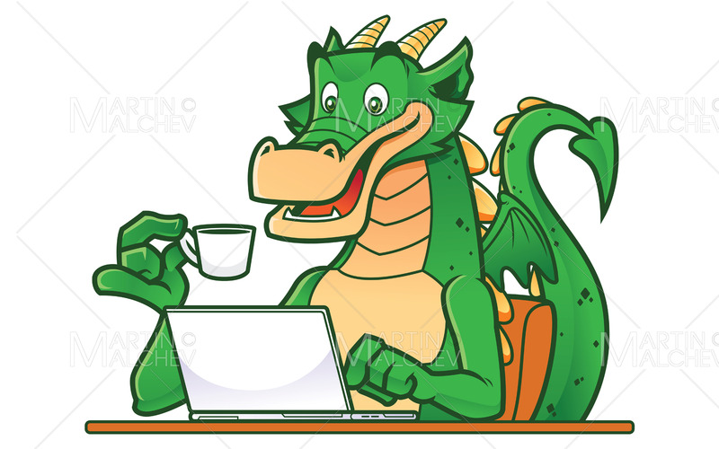 Дракон на ноутбуці ілюстрації - Features Image 1