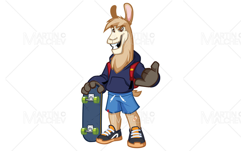 Lama Skater Maskottchen Illustration - Eigenschaften Bild 1