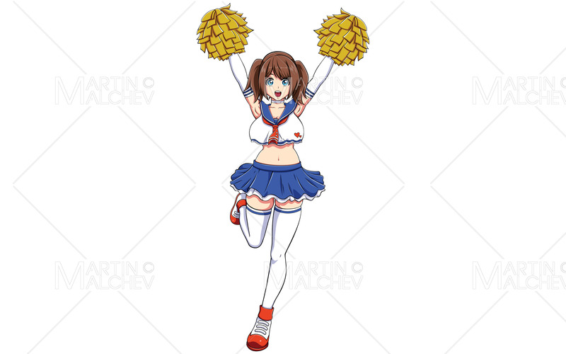 Cheerleader på vit vektorillustration - Features Image 1