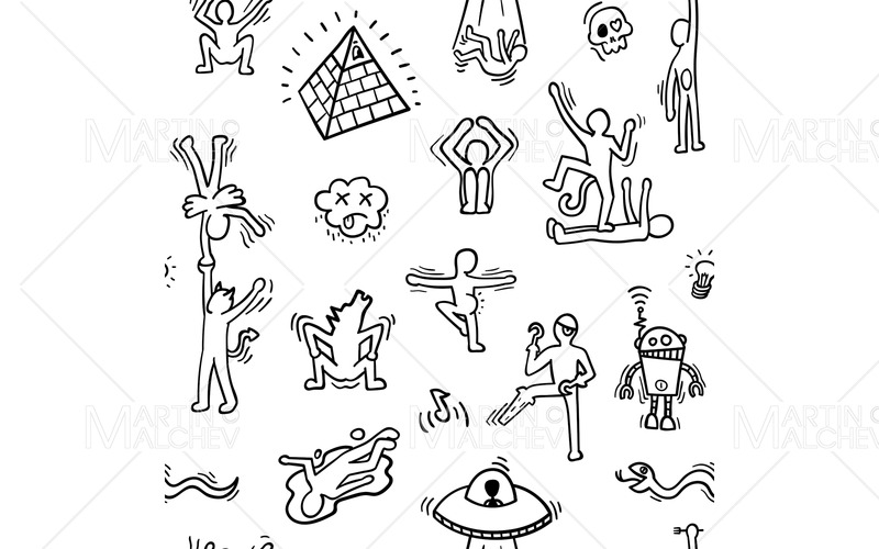 Galna tecknade mönster vektorillustrationer - Features Image 1
