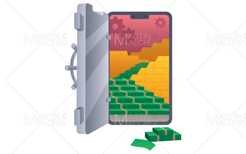 Smartphone denaro sicuro illustrazione vettoriale - Caratteristiche Immagine 1