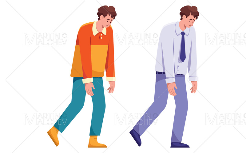 Sentirse abajo y deprimido Vector Ilustración - Características Imagen 1