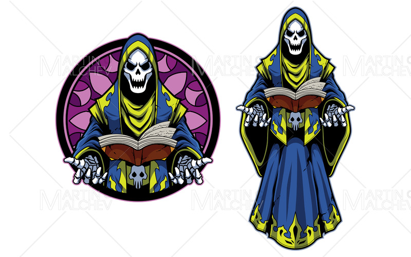 Necromancer skelett maskot vektor illustration - Features Image 1