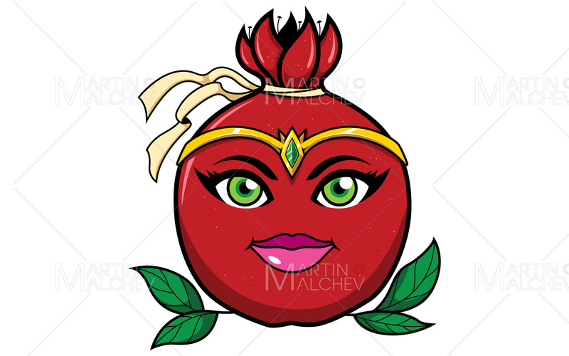 Granatäpple superhjälte maskot vektorillustration - Features Image 1