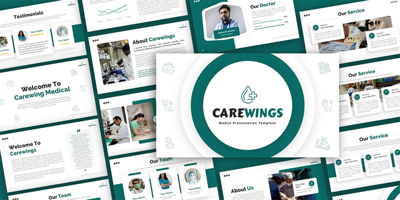 Modello di presentazione PowerPoint multiuso Carewings medico - Caratteristiche Immagine 1