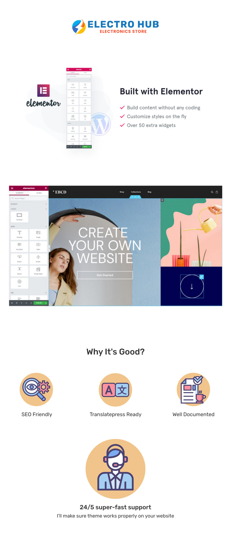 Electro Hub - Modello WooCommerce Elementor per negozio di elettronica moderno - Caratteristiche Immagine 1
