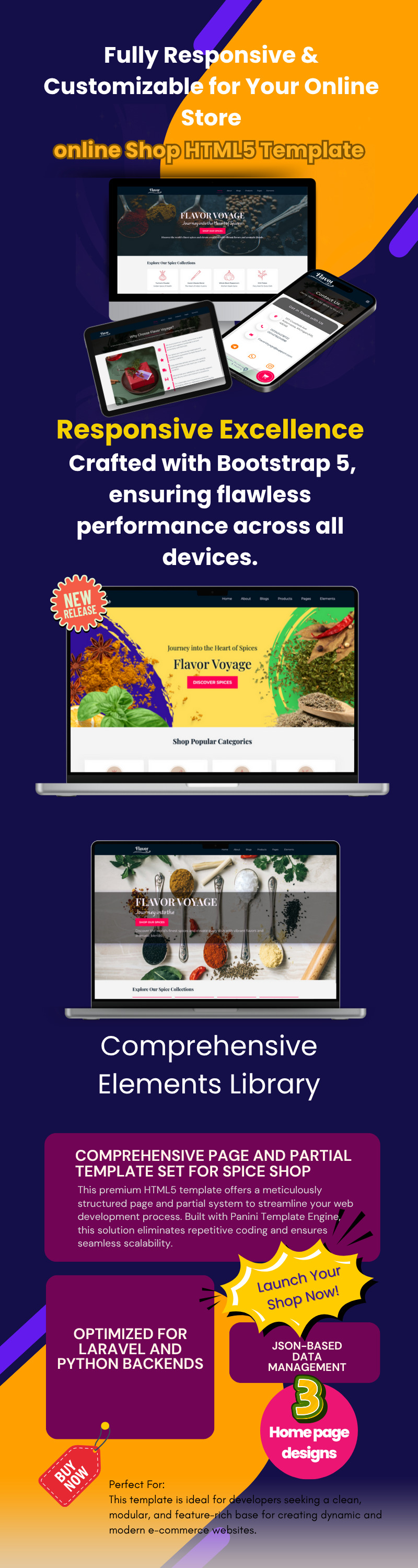 FlavorFusion, Baharat Dükkanları ve Ötesi İçin Çok Amaçlı HTML Şablonu! - Features Image 1