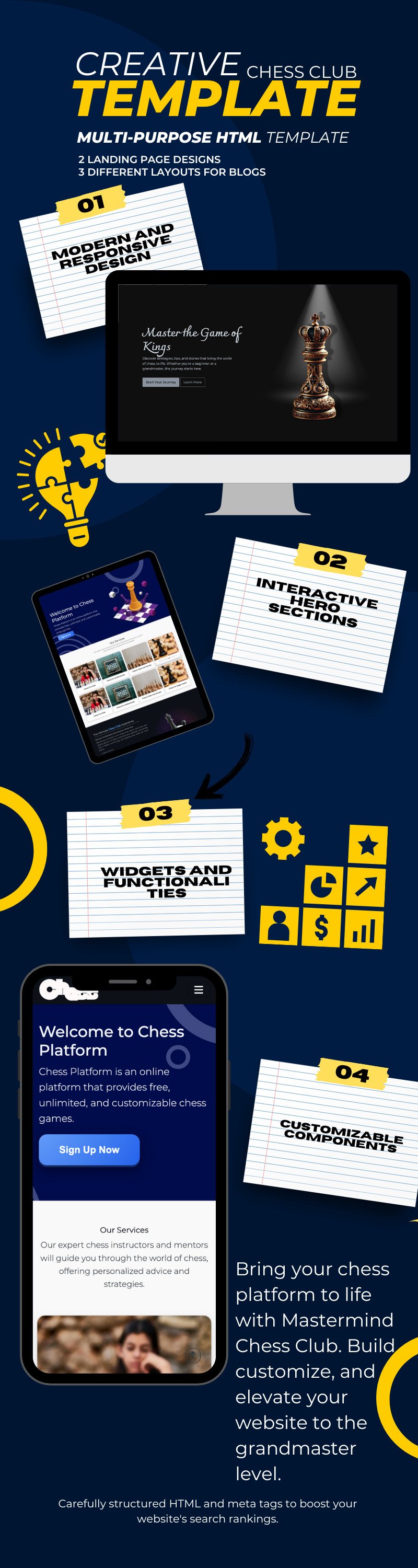 Mastermind Chess Club: Modern and Fully Responsive HTML Template - Features Image 1
