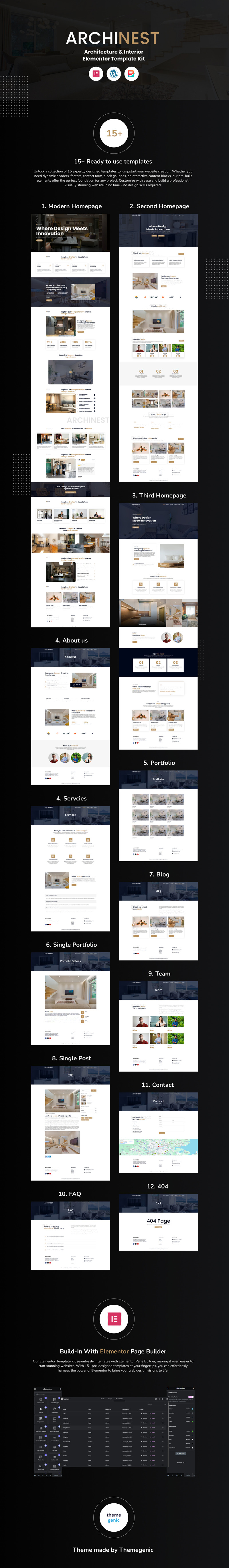 Archinest – Elementor-Vorlagenkit für Architektur und Innenarchitektur - Eigenschaften Bild 1