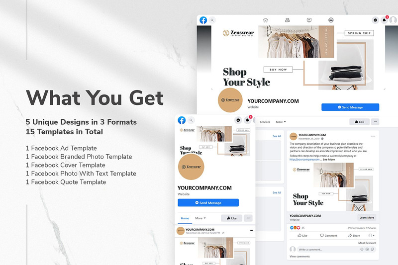 Boutique Facebook Cover and Post Social Media Template - Features Image 1