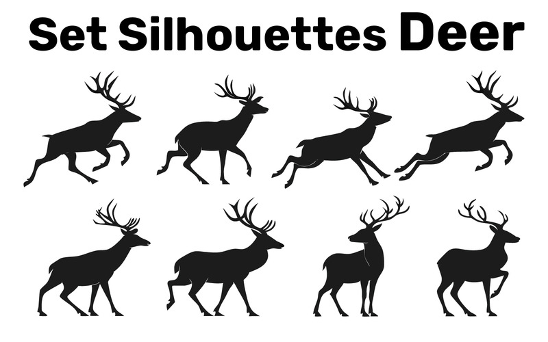 Ställ in silhuetter rådjur, lätt att redigera, vektor, isolerad på vit bakgrund - Features Image 1