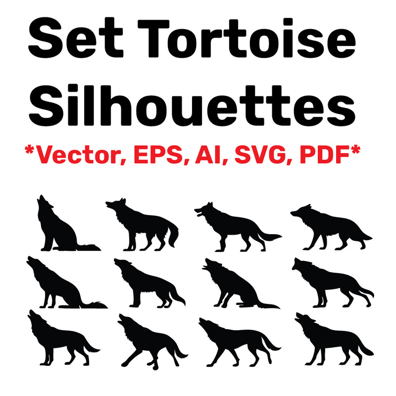Set Silhouetten wolf verschillende poses, Vector, Gemakkelijk te bewerken geïsoleerd op witte Achtergrond - Features Image 1
