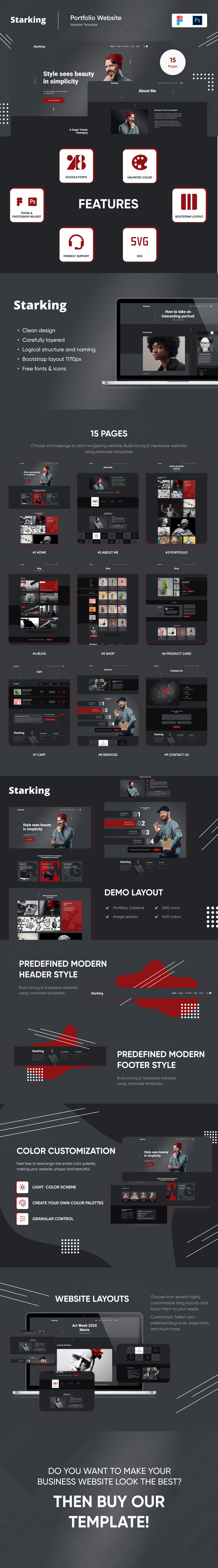 Starking 3 Creative Portfolio And Agency Mall Figma Photoshop - Features Image 1