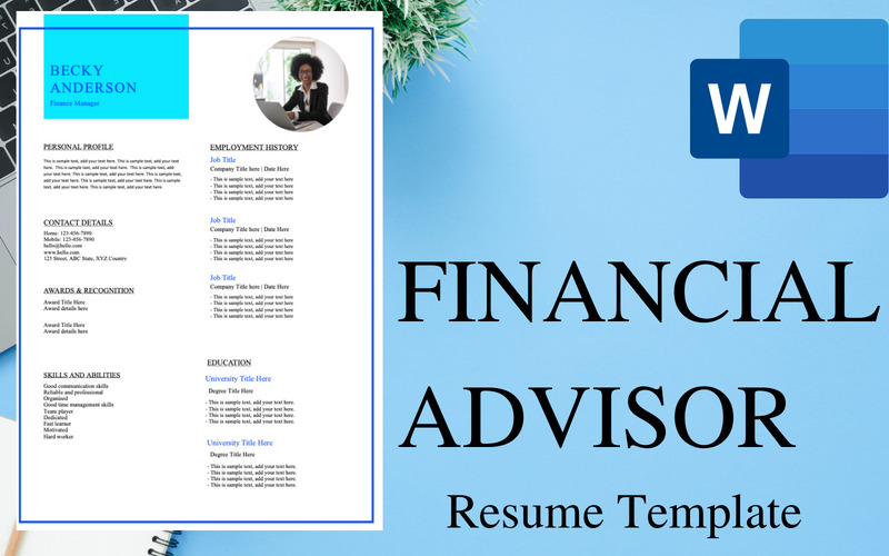 Professional Resume / CV Template for Financial Advisor. - Features Image 1