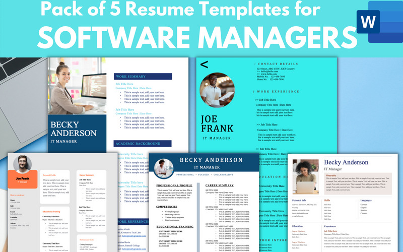 Pack of 5 IT Software Project Manager Resume Templates for MS Word - Features Image 1