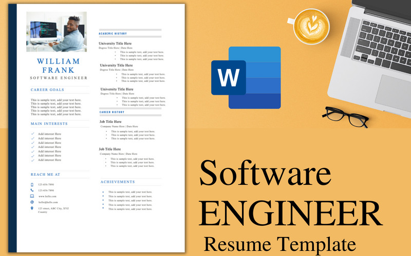 Professional Resume / CV Template for Software Engineer. - Features Image 1
