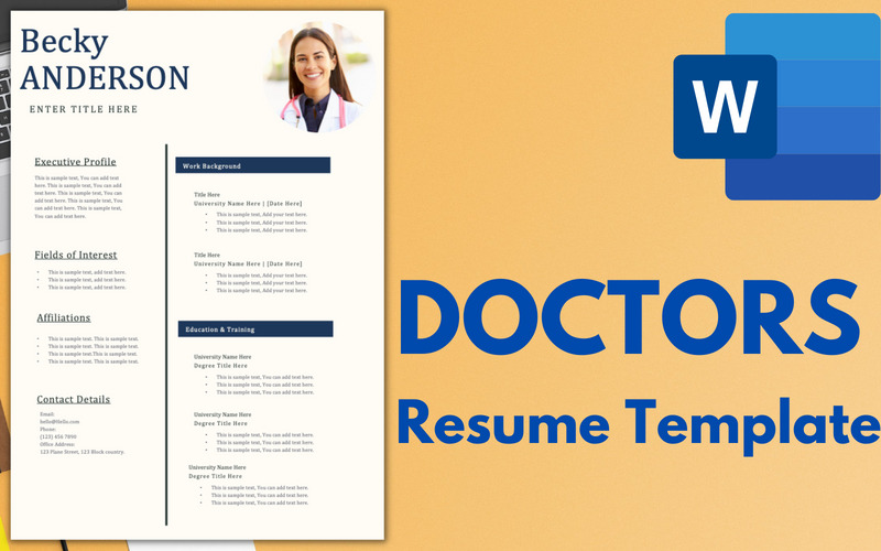 ONE-PAGE Resume / CV Template for DOCTORS. - Features Image 1