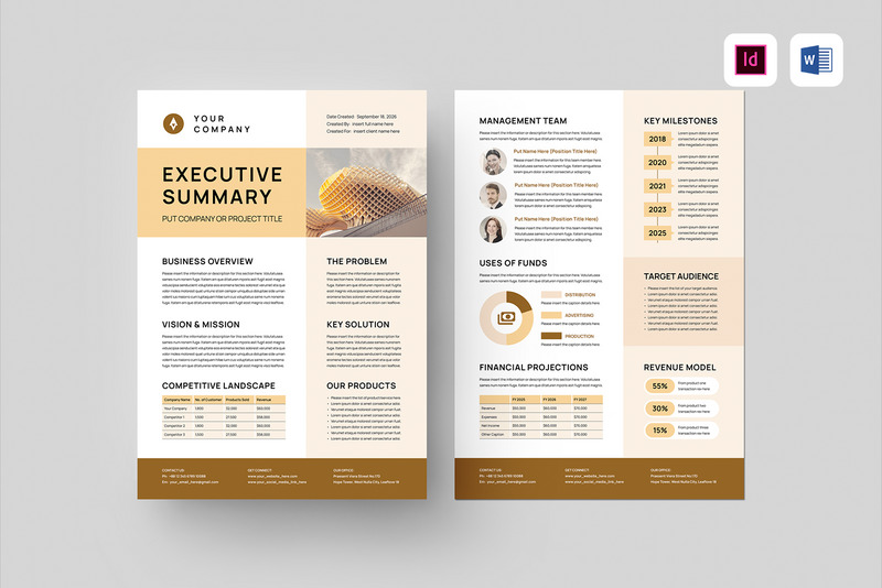 Executive Summary Template | Microsoft Word & Adobe Indesign - Features Image 1