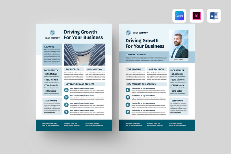 Business One Pager | Canva, MS Word, InDesign - Features Image 1