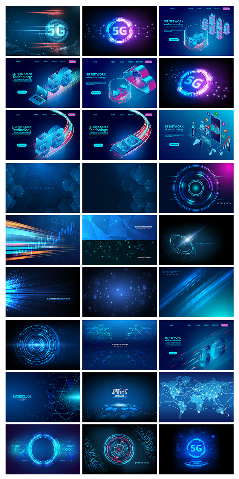Technology Background Bundle, Technology Abstract Background Bundle, Web Background - Features Image 1
