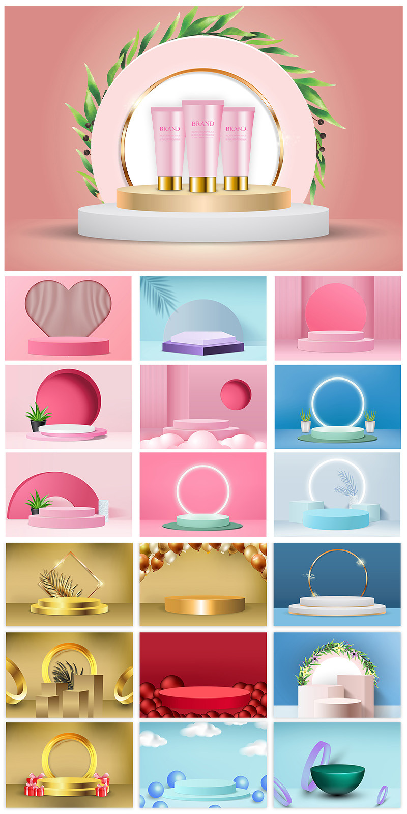 Podium Background Mega Bundle, Product Presentation 3D Podium Background Bundle - Features Image 2