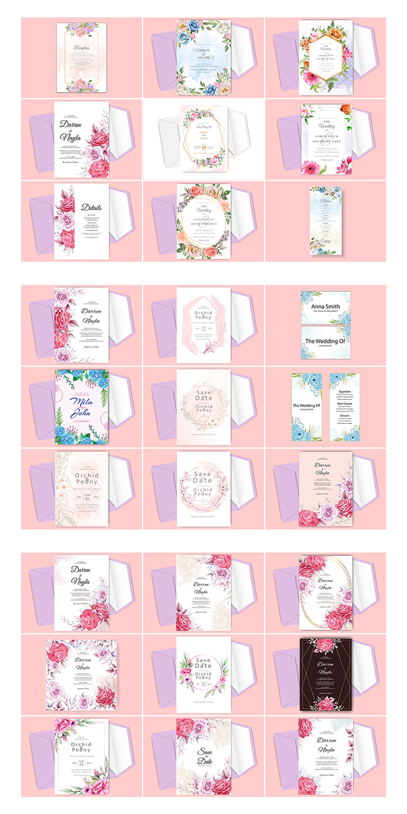 Pacchetto carta fiore acquerello, pacchetto sfondo fiore acquerello. - Caratteristiche Immagine 1