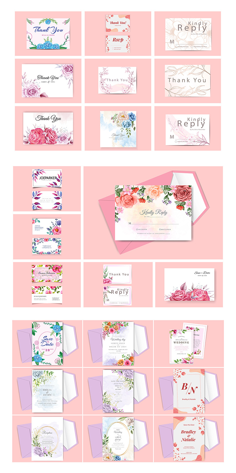 Pacchetto carta fiore acquerello, pacchetto sfondo fiore acquerello. - Caratteristiche Immagine 2