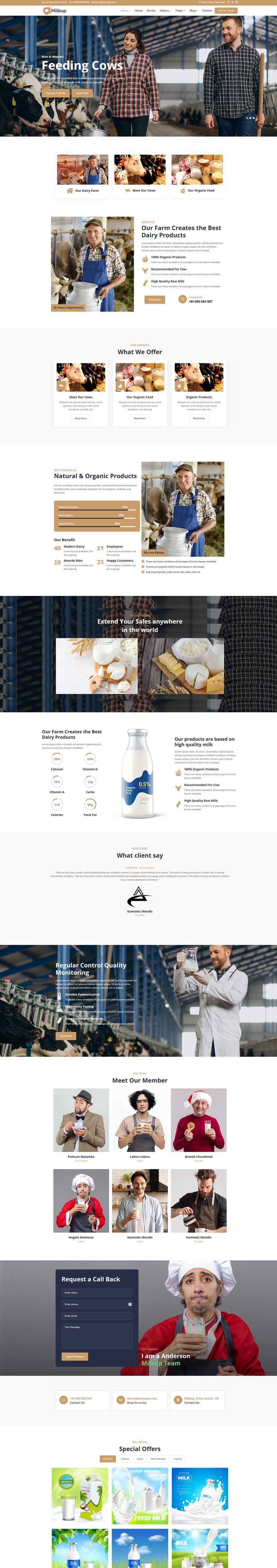 Milkup - Tema WordPress per aziende lattiero-casearie e latte biologico - Caratteristiche Immagine 1