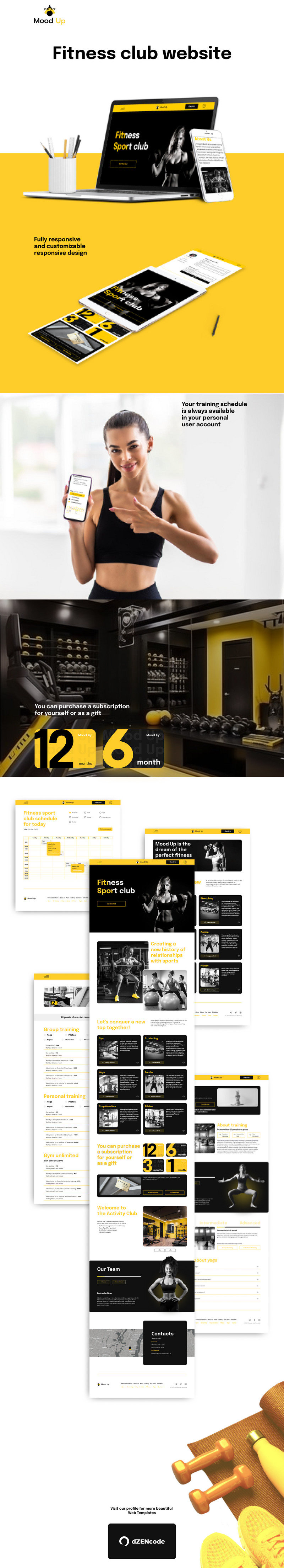 Mood Up - Modèle d'interface utilisateur de site Web minimaliste de club de sport de remise en forme - Caractéristiques de l’image 1