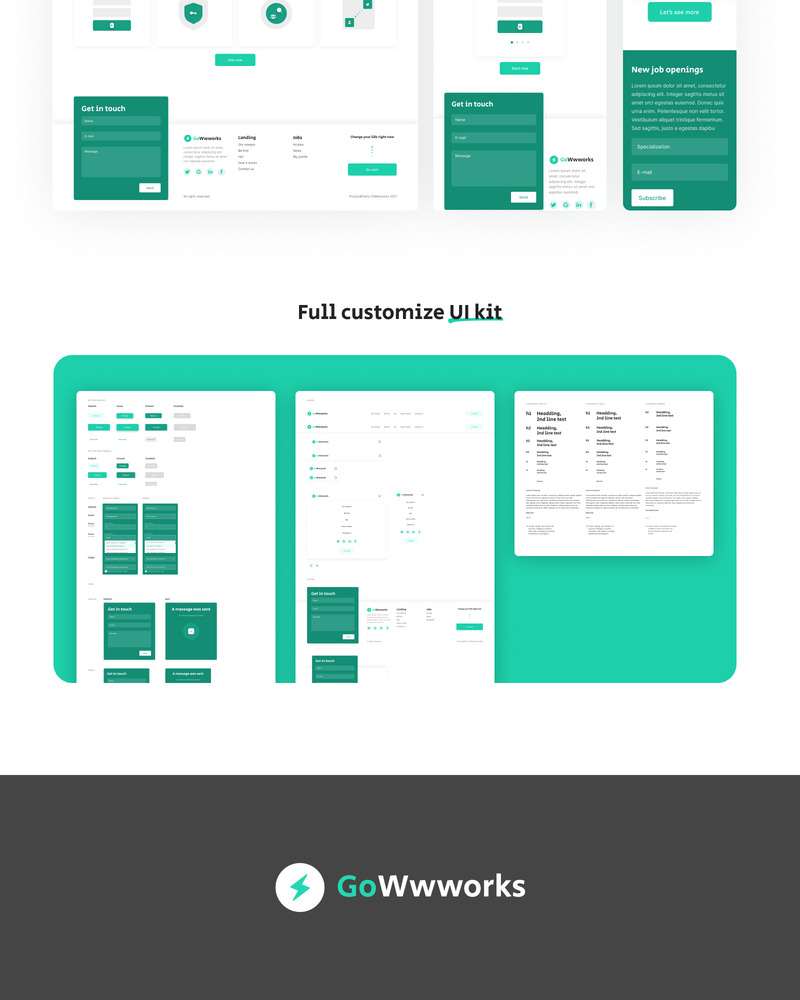 GoWwworks - Modèle d'interface utilisateur de la page de destination de l'agence pour l'emploi minimale - Caractéristiques de l’image 2