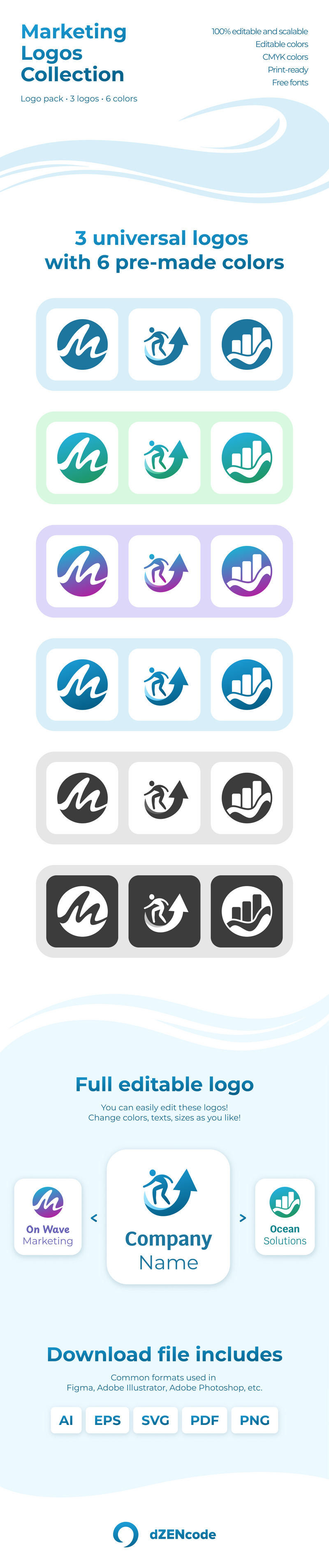 On Wave Marketing – Minimalt Universal Logo Pack för marknadsföringsbyråer - Features Image 1