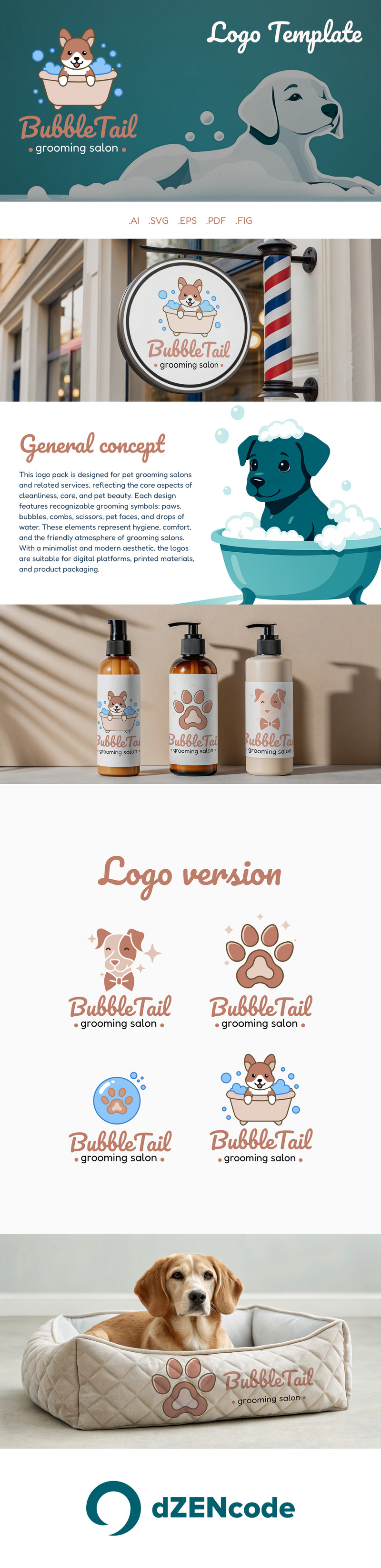 BubbleTail – Set med ikoner för husdjursvård - Features Image 1