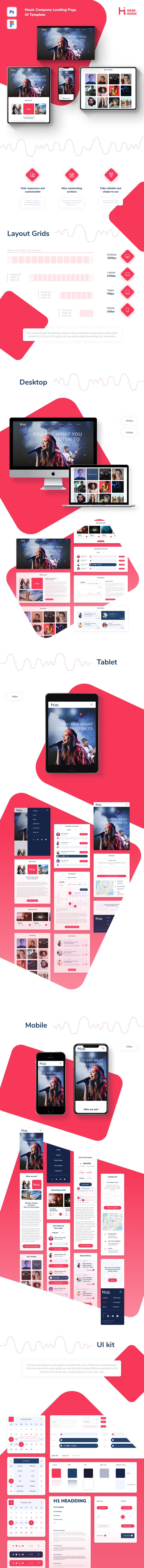 Hear Music - Music Company Responsive Modern Landing Page UI Template - Features Image 1