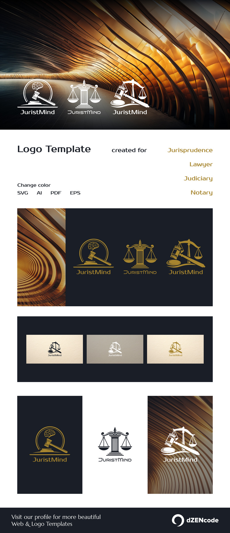 JuristMind: Plantilla de paquete de logotipos para bufetes de abogados, tribunales, poder judicial, abogados y notarios. - Características Imagen 1