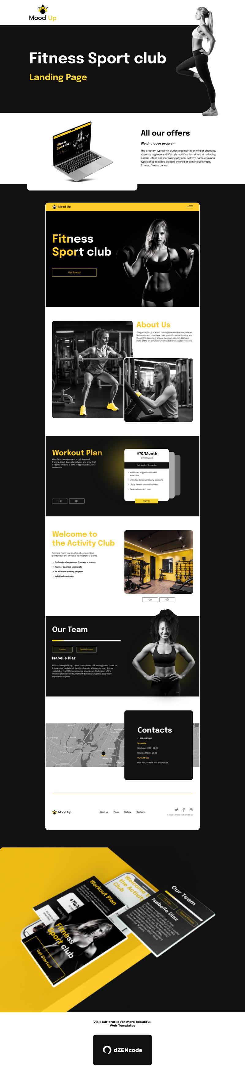 Mood Up - Modèle de page d'atterrissage minimaliste pour club de sport fitness - Caractéristiques de l’image 1