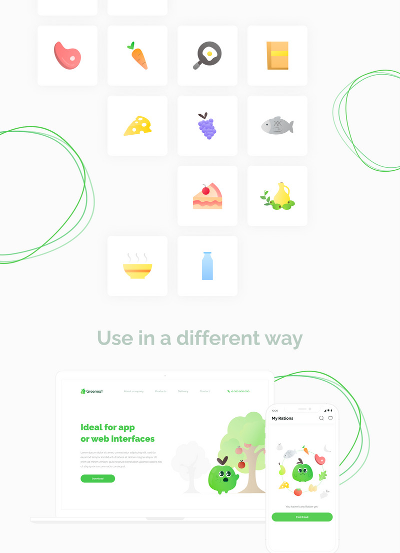 Groene emotionele appel – Uniek speels voedselillustratiepakket - Features Image 2