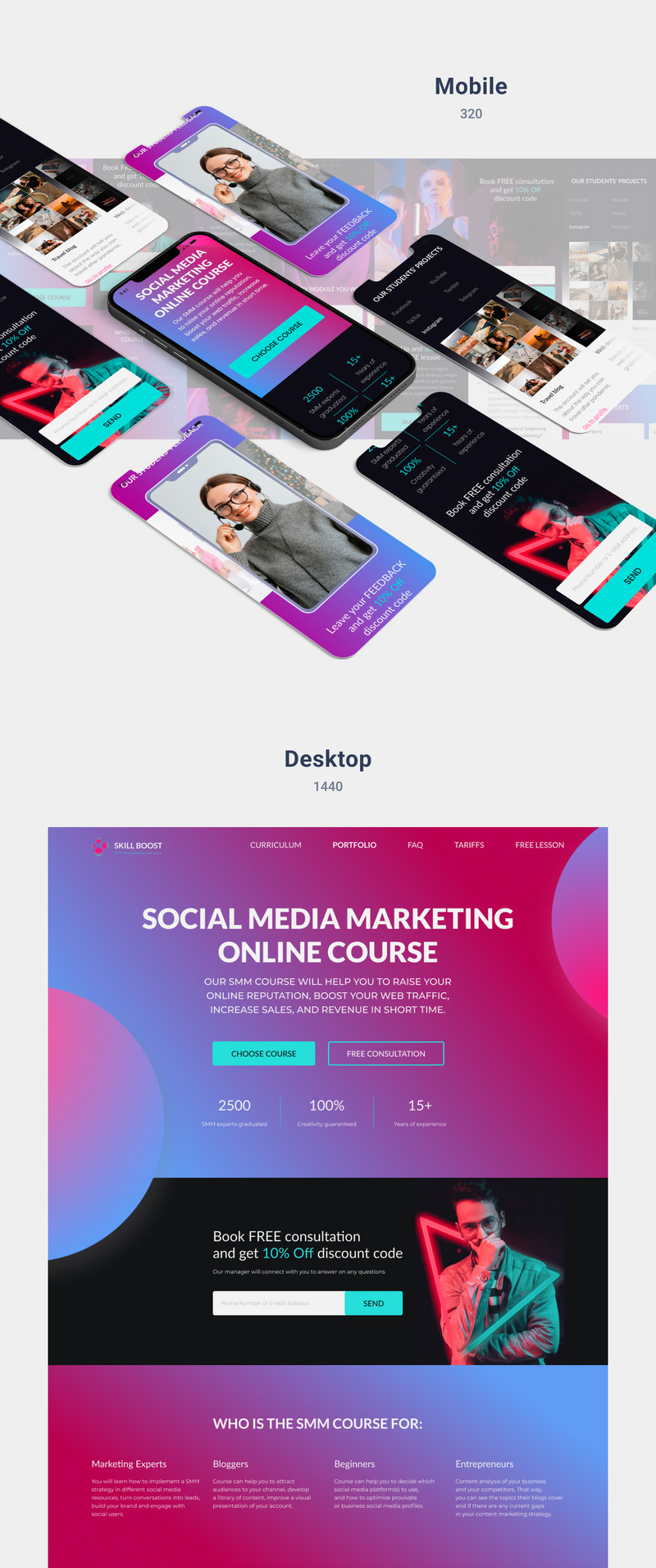 Skill Boost – Social Media Marketing and Career Online Education UI/UX ...