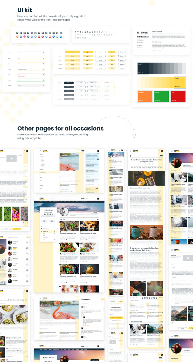 Fresh Up - News & Magazine Multipurpose Minimal Website UI Elements - Features Image 2