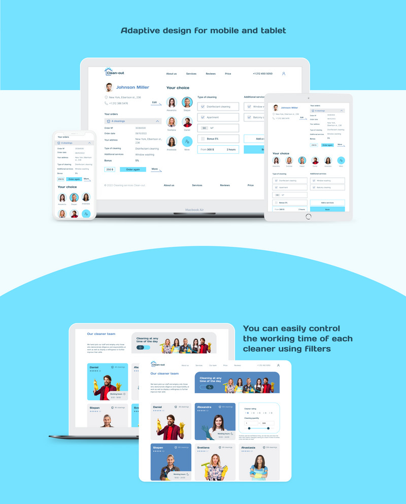 Clean-out – Reinigungsunternehmen Minimalistische Website-Vorlage - Eigenschaften Bild 2