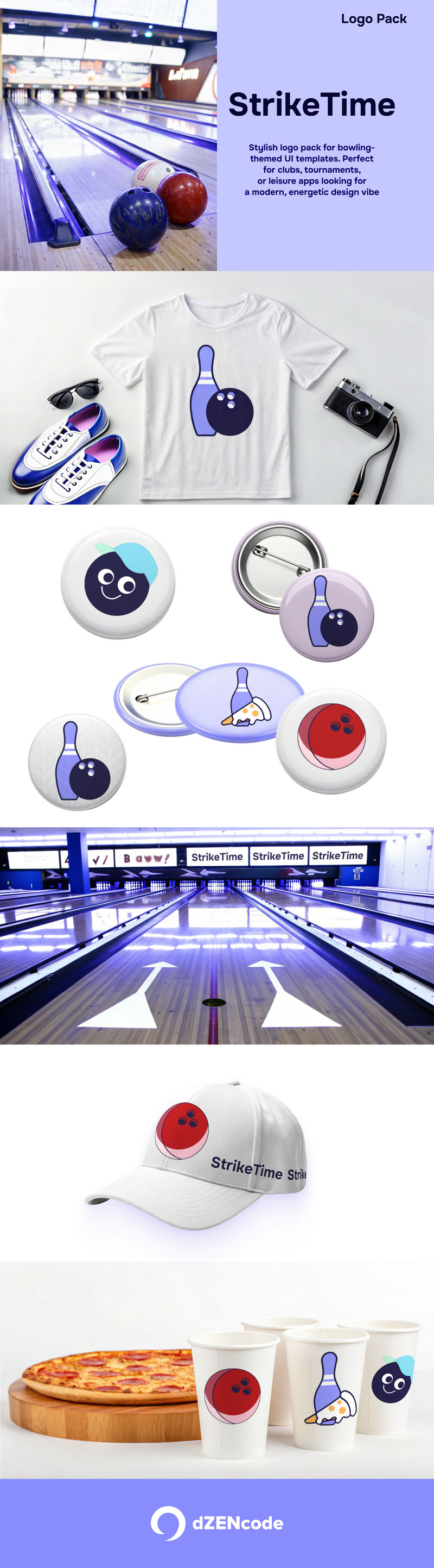 StrikeTime — Набор логотипов для шаблона пользовательского интерфейса боулинга - Features Image 1