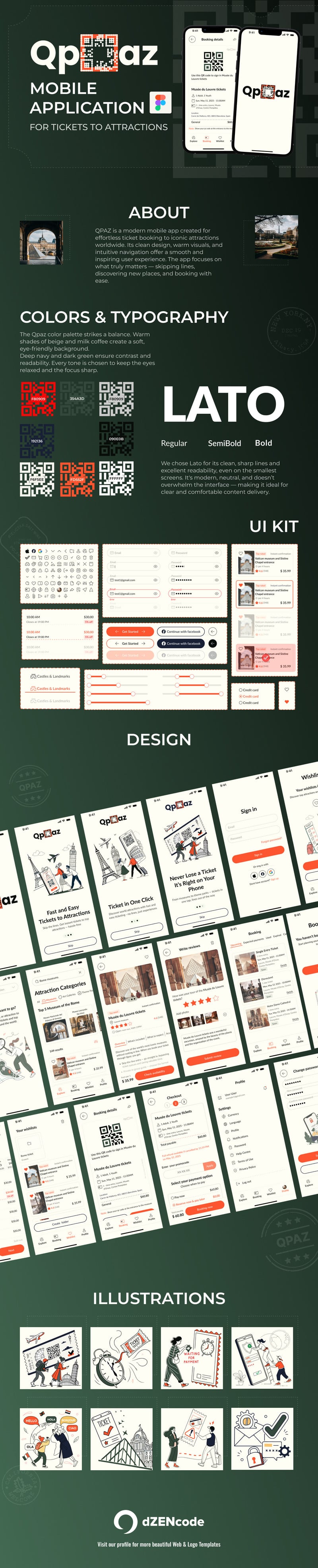 QPAZ – Шаблон пользовательского интерфейса мобильного приложения для бронирования входных билетов на достопримечательности по всему миру - Features Image 1