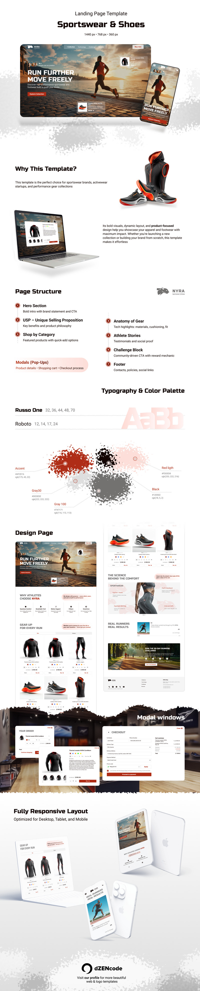 Roupas e calçados esportivos — Modelo de interface de página de destino - Features Image 1