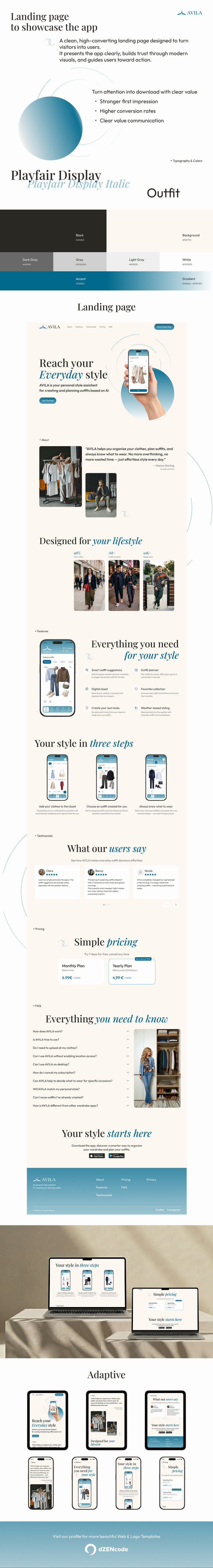 AVILA – Modello di interfaccia utente per landing page per la promozione di app mobile - Caratteristiche Immagine 1