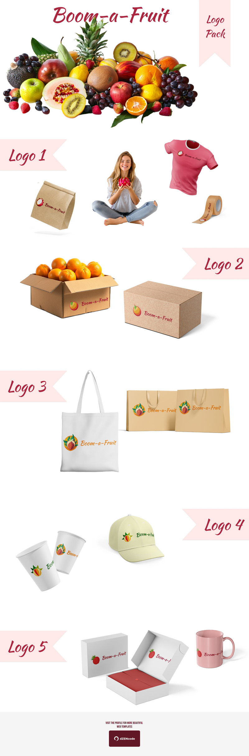 Boom-a-Fruit — Minimalistic Exotic Fruits Shop Logo Pack - Features Image 1