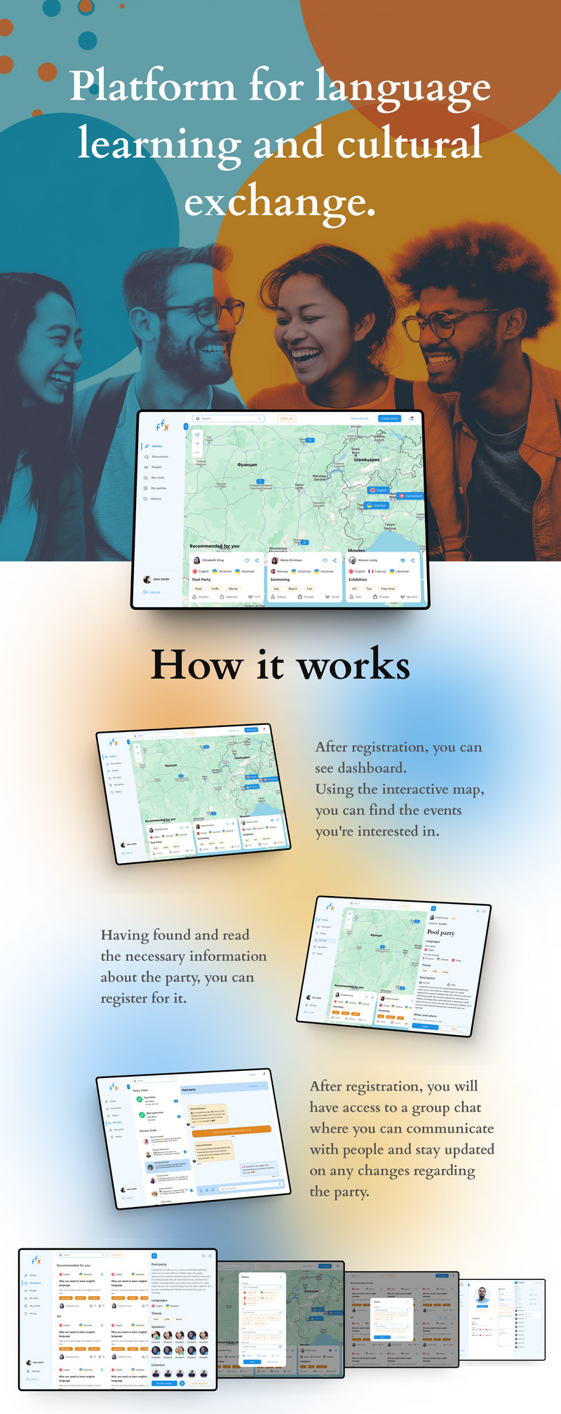 Fluent Friend Network — Language exchange Web application with clean design - Features Image 1